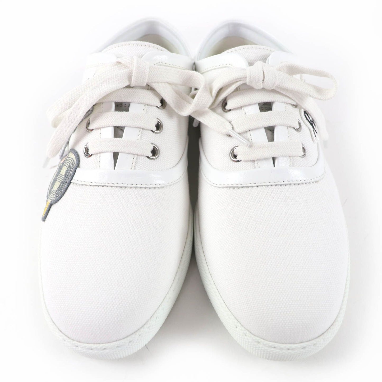 Hermes Innocent Leather Logo Patch Lace Up Low Cut Sneakers White — view 4
