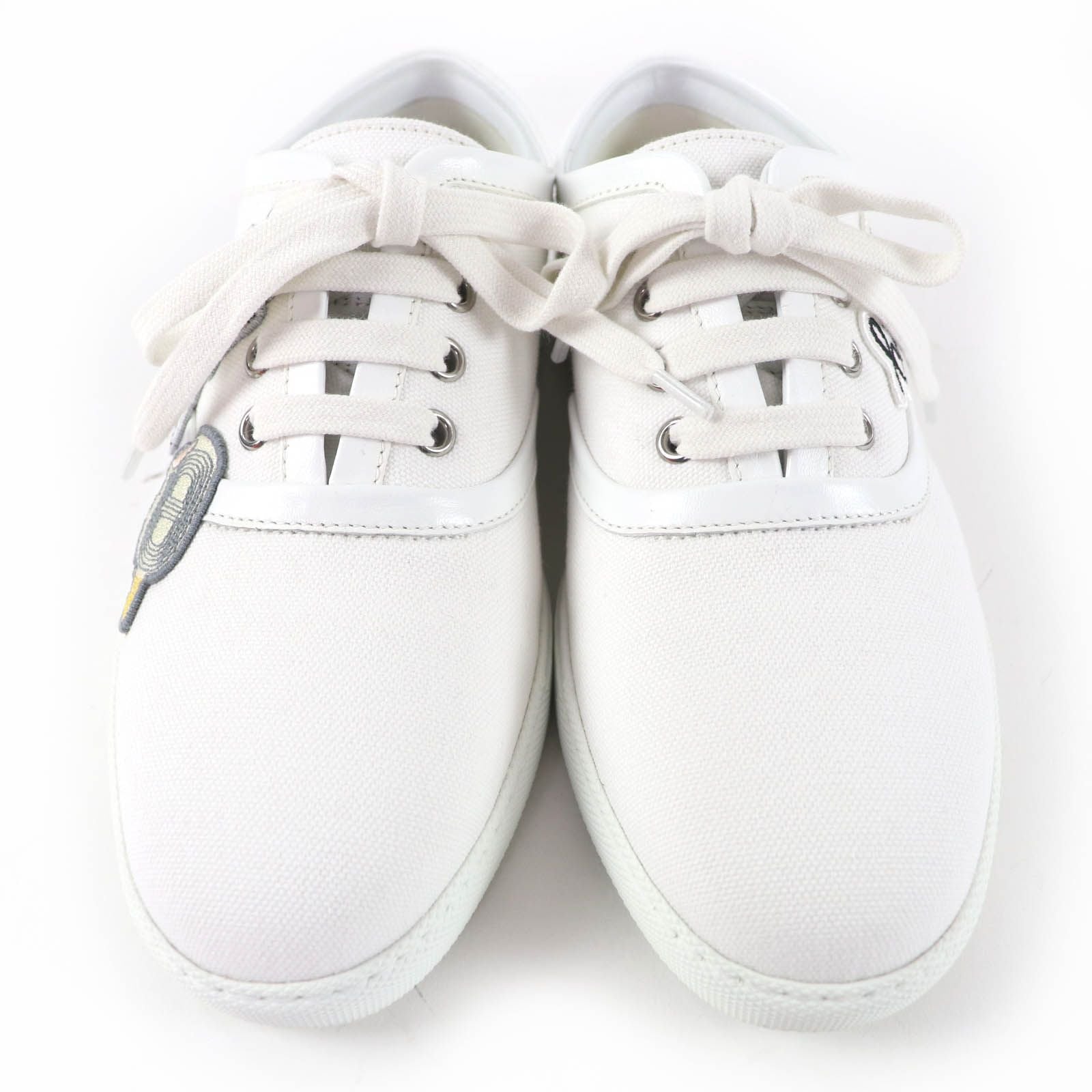 Hermes Innocent Leather Logo Patch Lace Up Low Cut Sneakers White — view 4