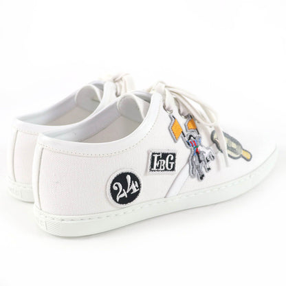 Hermes Innocent Leather Logo Patch Lace Up Low Cut Sneakers White — view 3