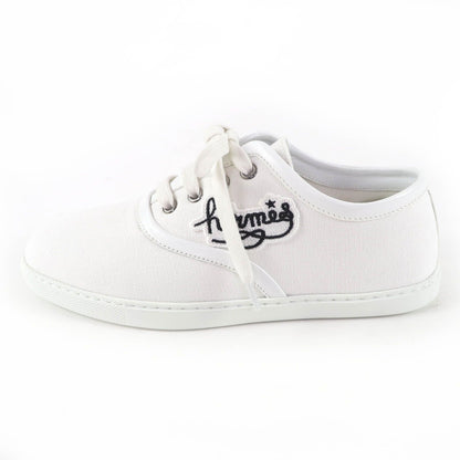 Hermes Innocent Leather Logo Patch Lace Up Low Cut Sneakers White — view 5