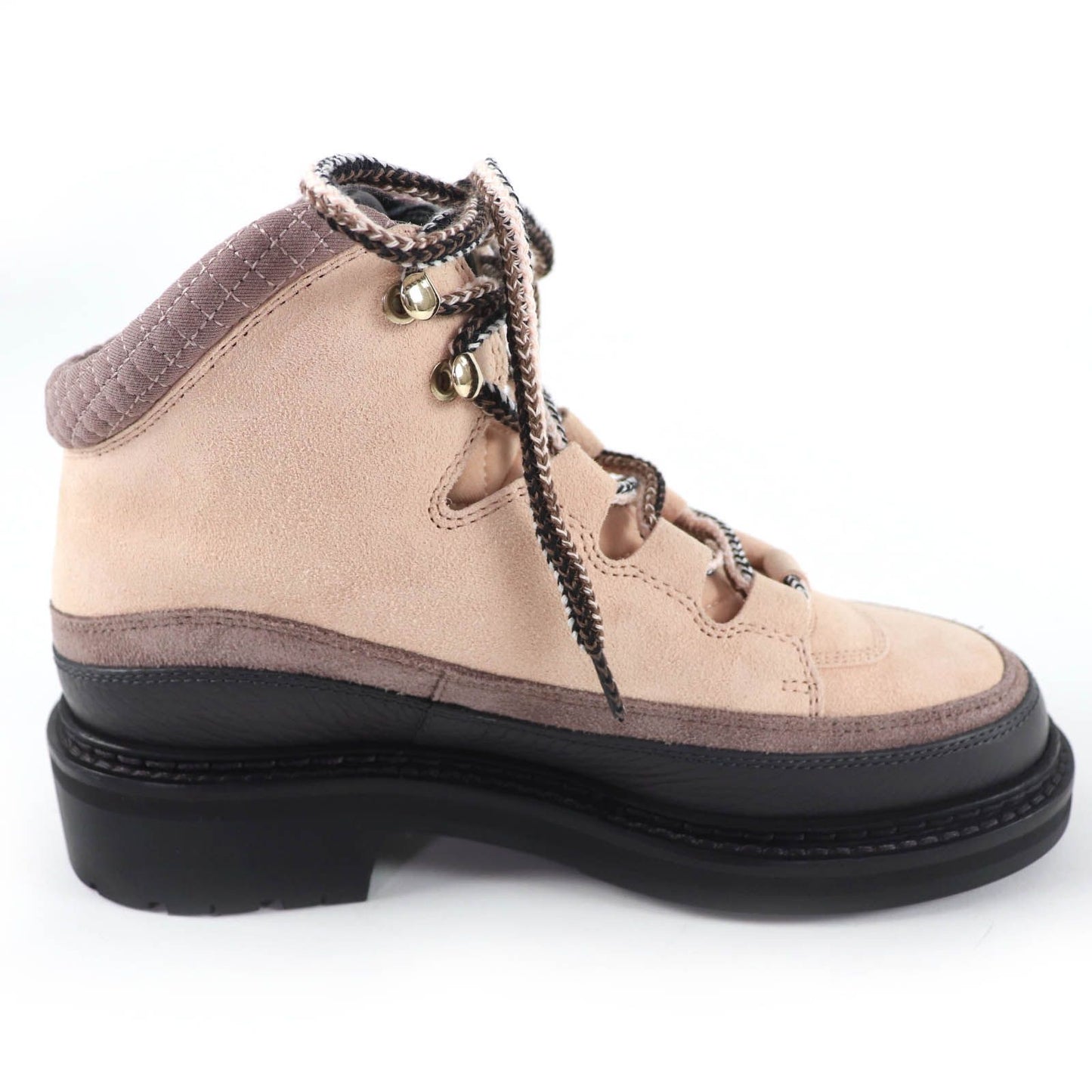 Chanel CC Logo Lace Up Suede Leather High Cut Sneakers Trekking Boots Pink — view 6