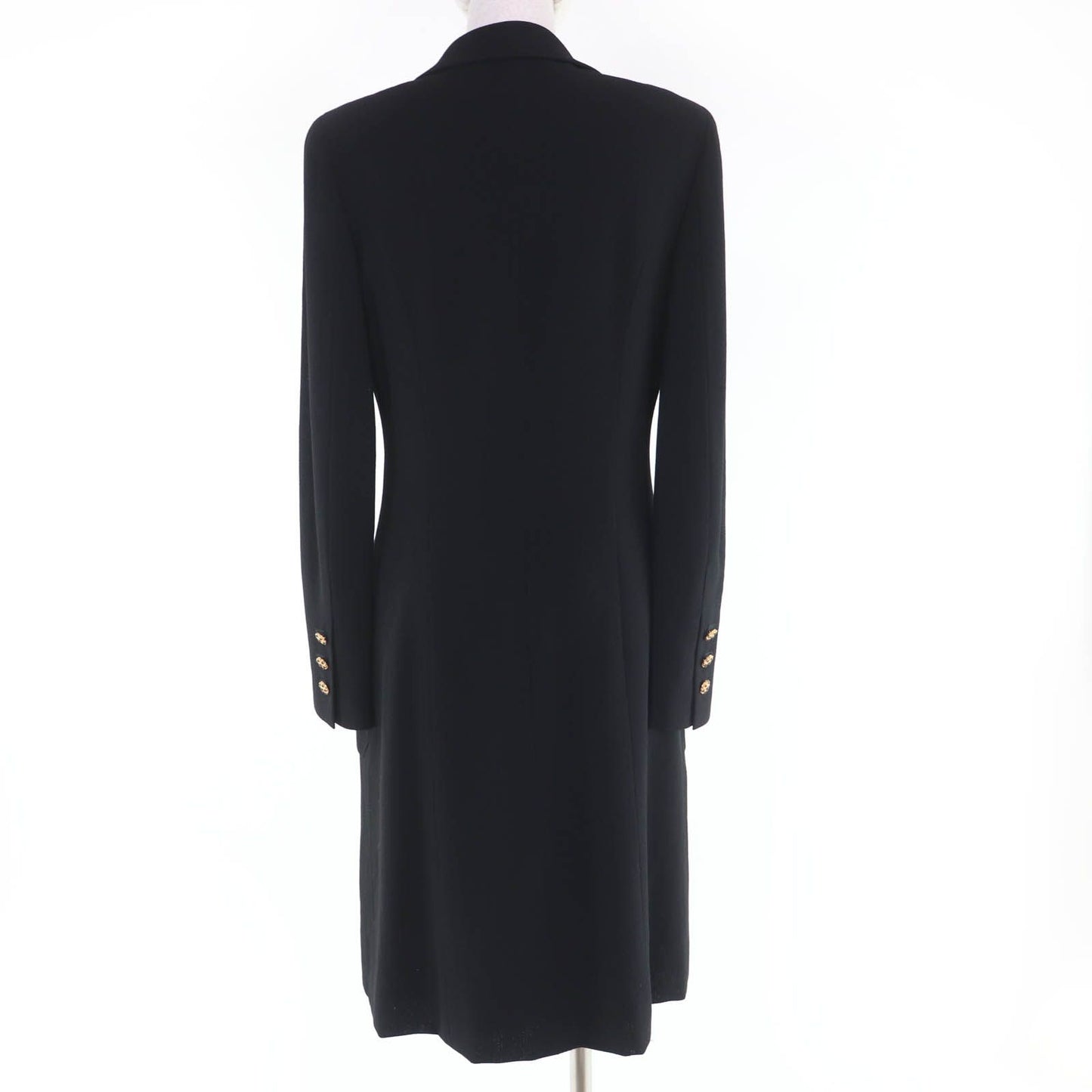 Chanel Vintage Wool Gripoix Button Long Length Jacket Black 40 — view 3