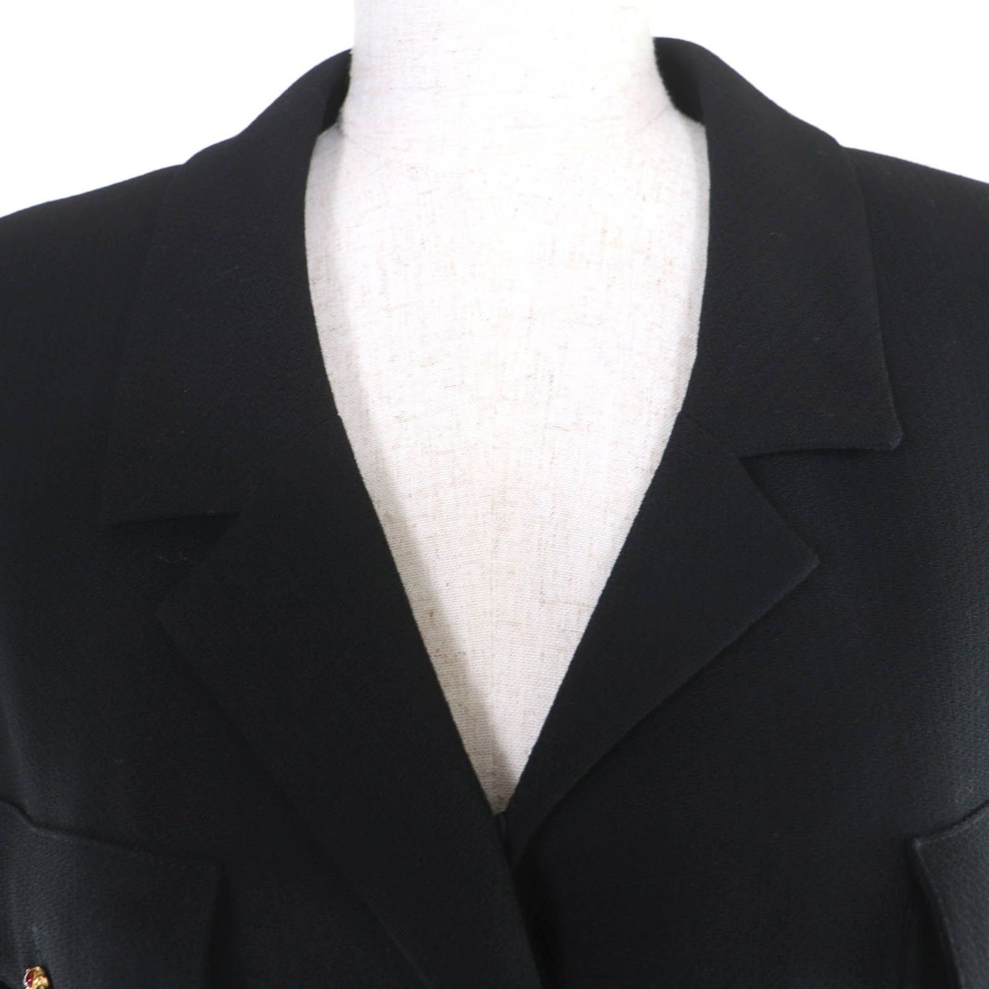 Chanel Vintage Wool Gripoix Button Long Length Jacket Black 40 — view 4
