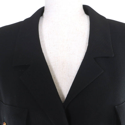 Chanel Vintage Wool Gripoix Button Long Length Jacket Black 40 — view 4