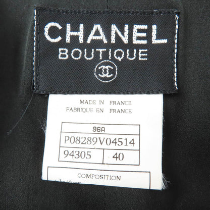 Chanel Vintage Wool Gripoix Button Long Length Jacket Black 40 — view 8