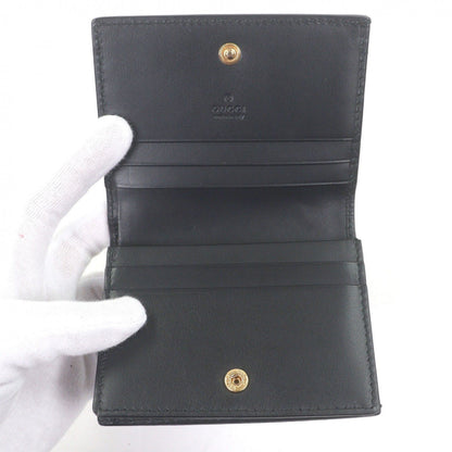 Gucci Guccissima Leather Bifold Wallet Compact Card Case Billfold Black — view 5