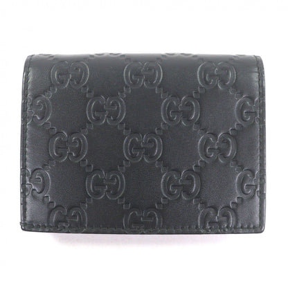 Gucci Guccissima Leather Bifold Wallet Compact Card Case Billfold Black — view 2