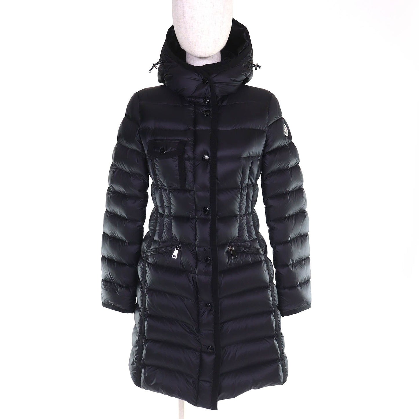 Moncler Hermine Logo Patch Hooded Down Jacket Coat Black 00 Silhouette