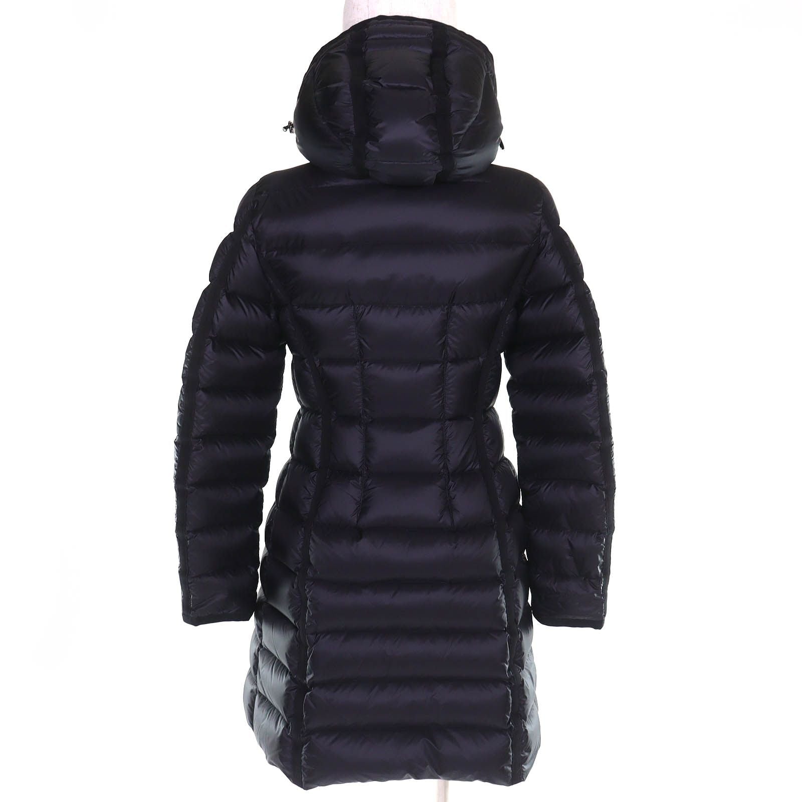 Moncler Hermine Logo Patch Hooded Down Jacket Coat Black 00 Silhouette — view 3