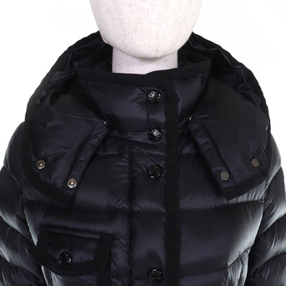 Moncler Hermine Logo Patch Hooded Down Jacket Coat Black 00 Silhouette — view 4