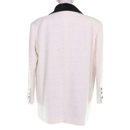 Chanel Lion Coco Button Satin Color Tweed Jacket Lining 100% Ivory Black 34 — view 3