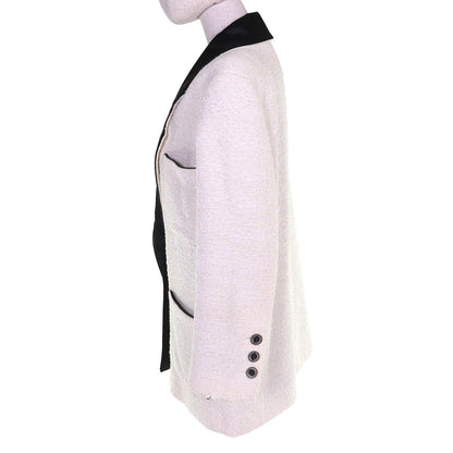 Chanel Lion Coco Button Satin Color Tweed Jacket Lining 100% Ivory Black 34 — view 2