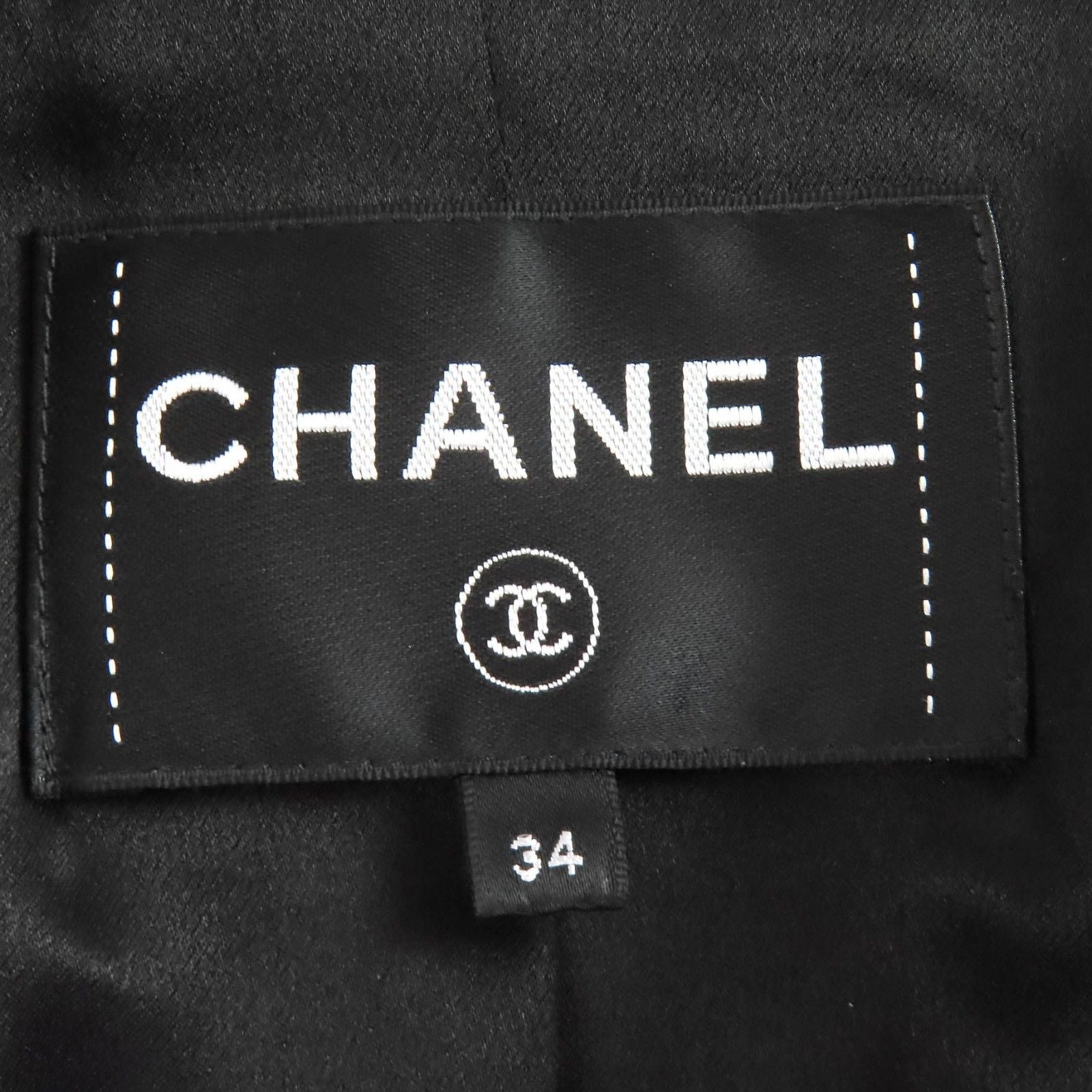 Chanel Lion Coco Button Satin Color Tweed Jacket Lining 100% Ivory Black 34 — view 8