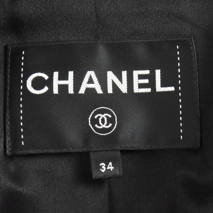 Chanel Lion Coco Button Satin Color Tweed Jacket Lining 100% Ivory Black 34 — view 8