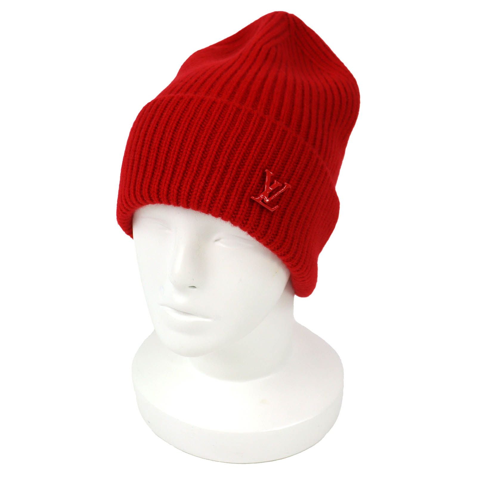 Louis Vuitton Bonnet LV Ahead Cashmere Logo Beanie Knit Cap Red Hat