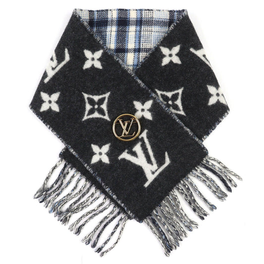Louis Vuitton Echarpe Mini Reykjavik Cashmere 100% LV with Circle Brooch