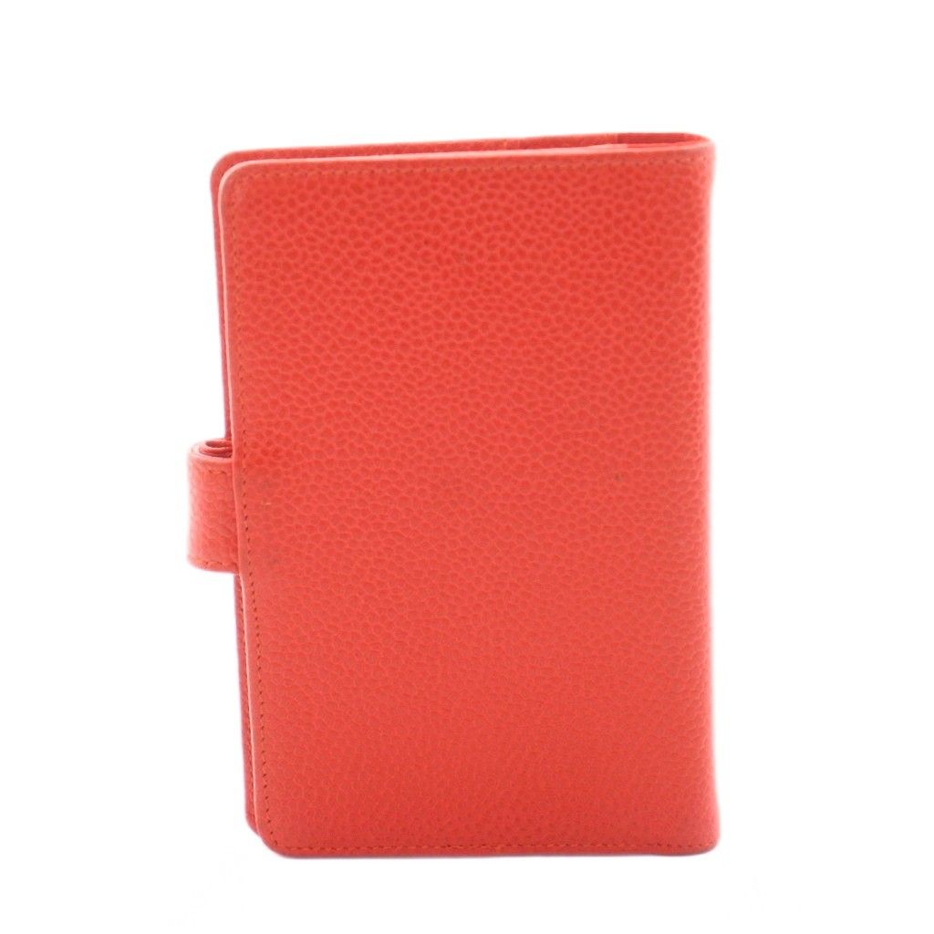 Chanel CC Logo Agenda Notebook Cover Caviar Leather Stationery Red KU — view 3