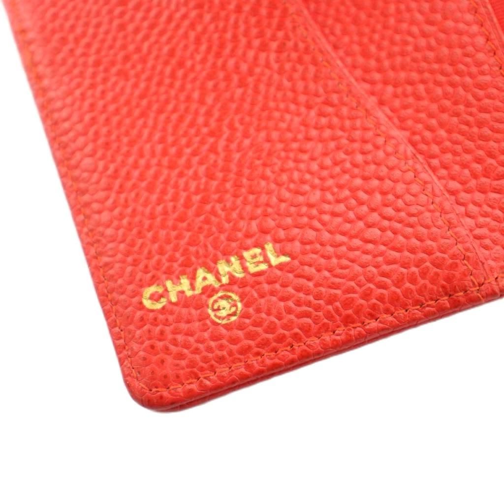 Chanel CC Logo Agenda Notebook Cover Caviar Leather Stationery Red KU — view 6