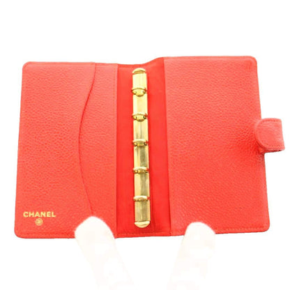 Chanel CC Logo Agenda Notebook Cover Caviar Leather Stationery Red KU — view 5