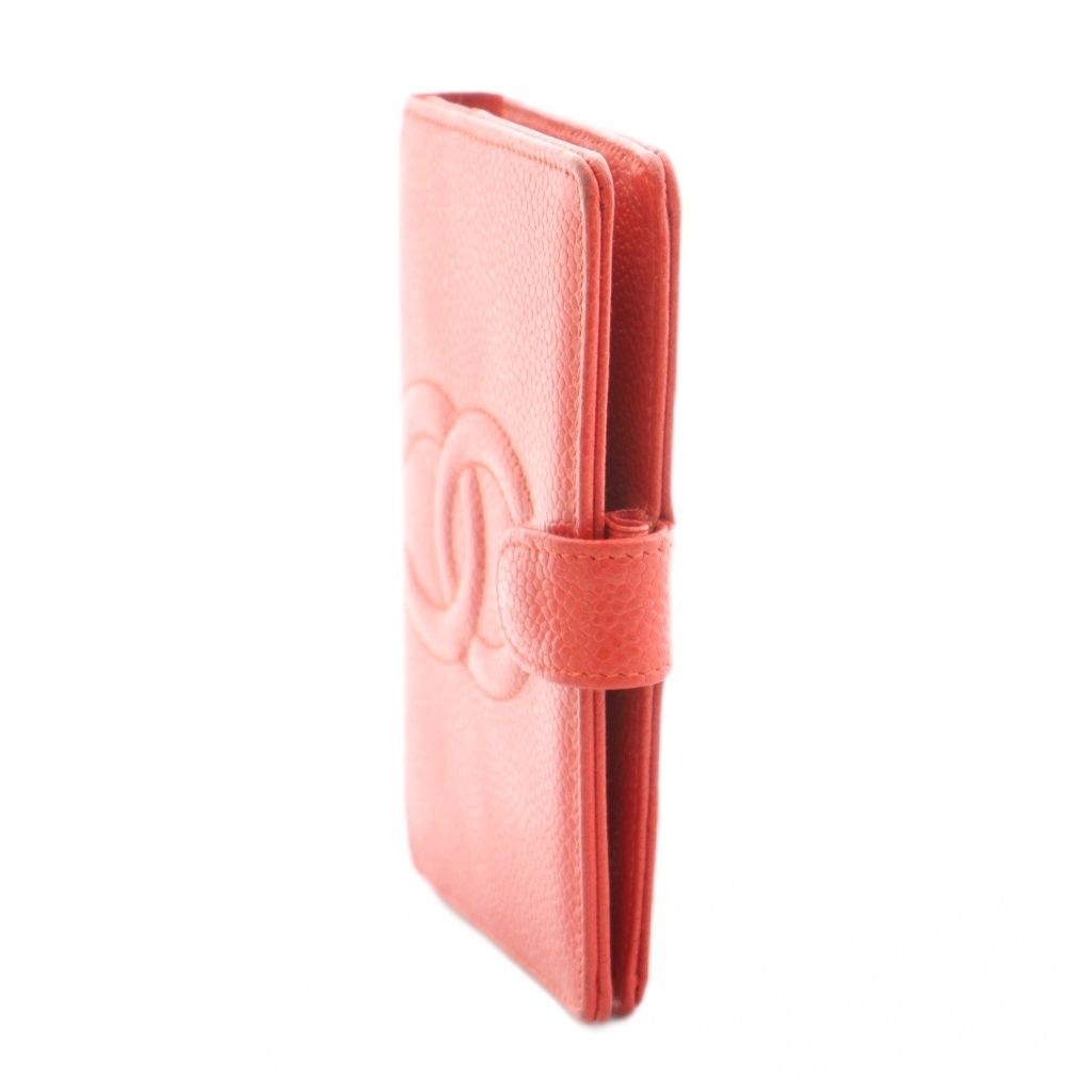 Chanel CC Logo Agenda Notebook Cover Caviar Leather Stationery Red KU — view 2