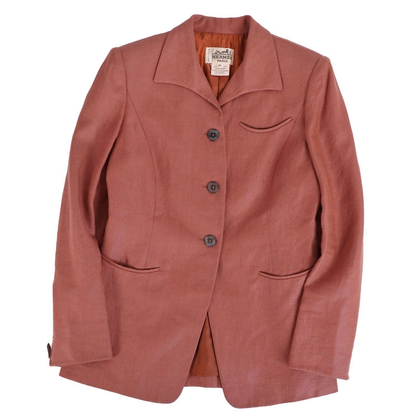 Hermes Vintage Jacket Logo Button Sleeve Zip