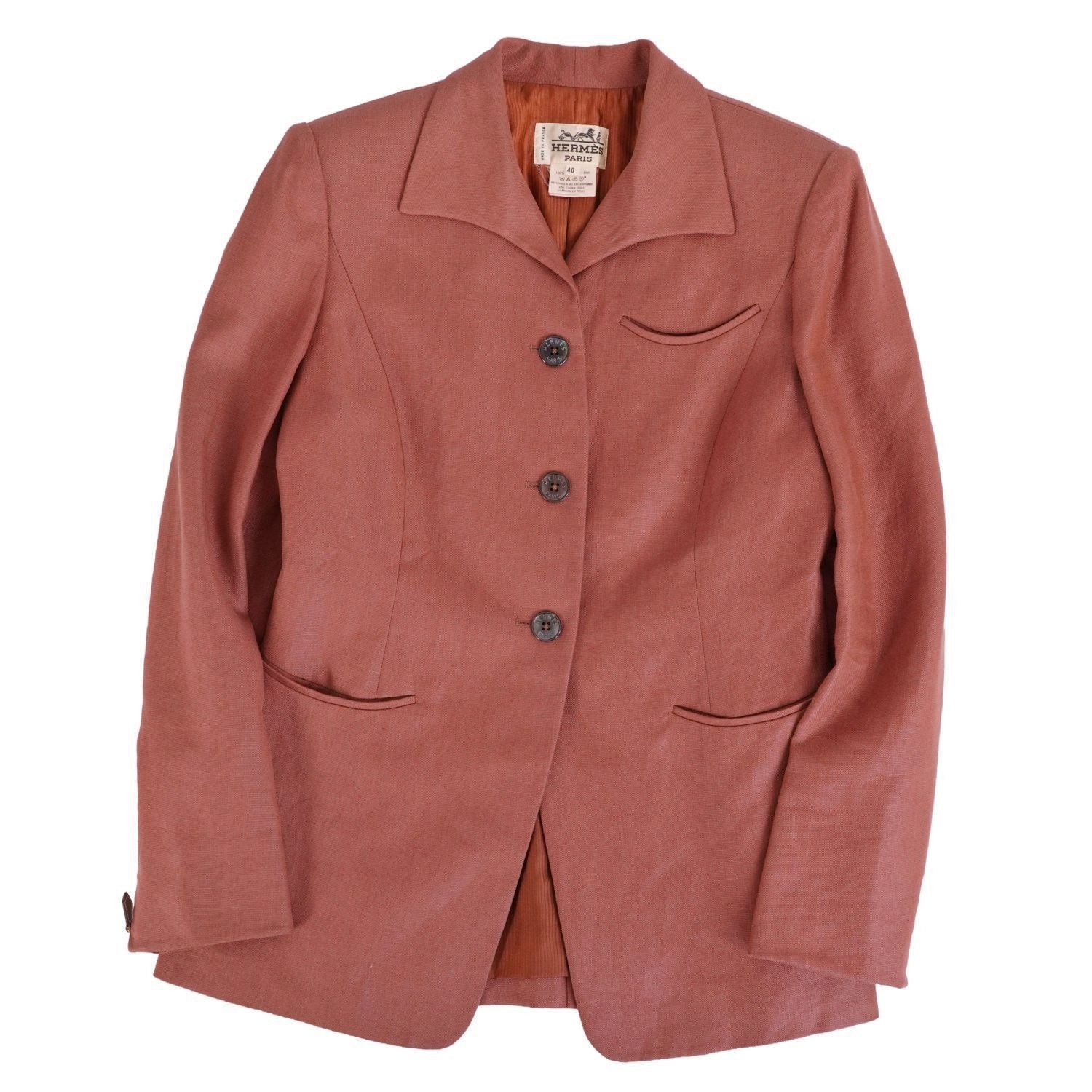 Hermes Vintage Jacket Logo Button Sleeve Zip