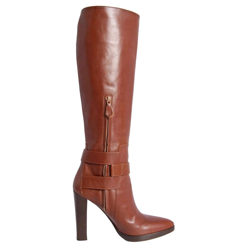 Hermes Boots Long Leather Heels Shoes — view 7