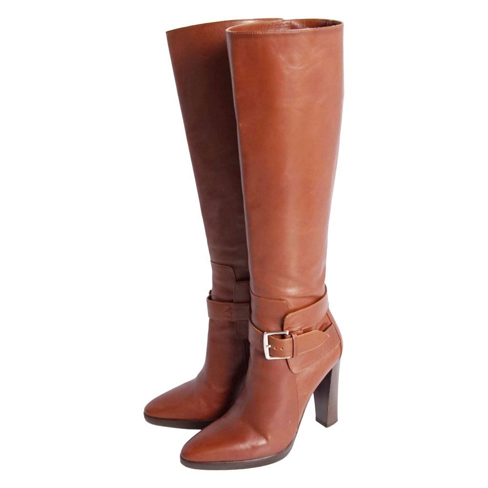 Hermes Boots Long Leather Heels Shoes — view 2