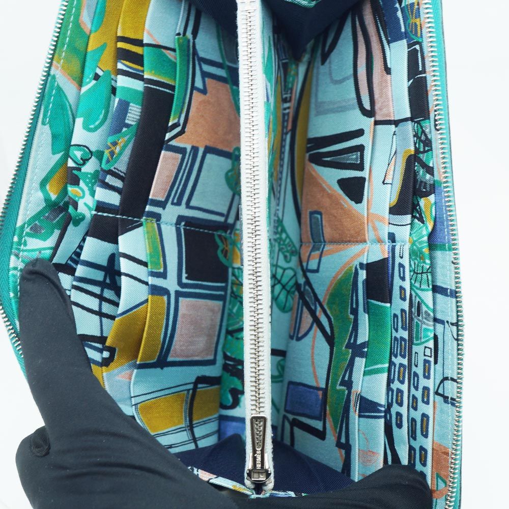 Hermes Azap Long Silk in Green Silver Wallet Leather — view 6