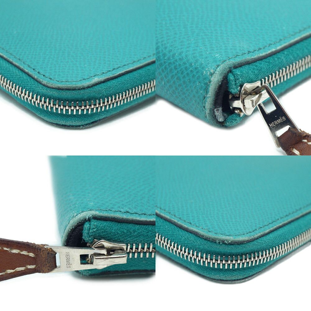 Hermes Azap Long Silk in Green Silver Wallet Leather — view 5