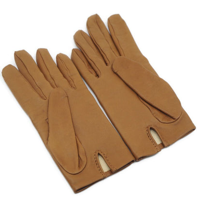 Hermes Leather Gloves 7 Brown Logo — view 2