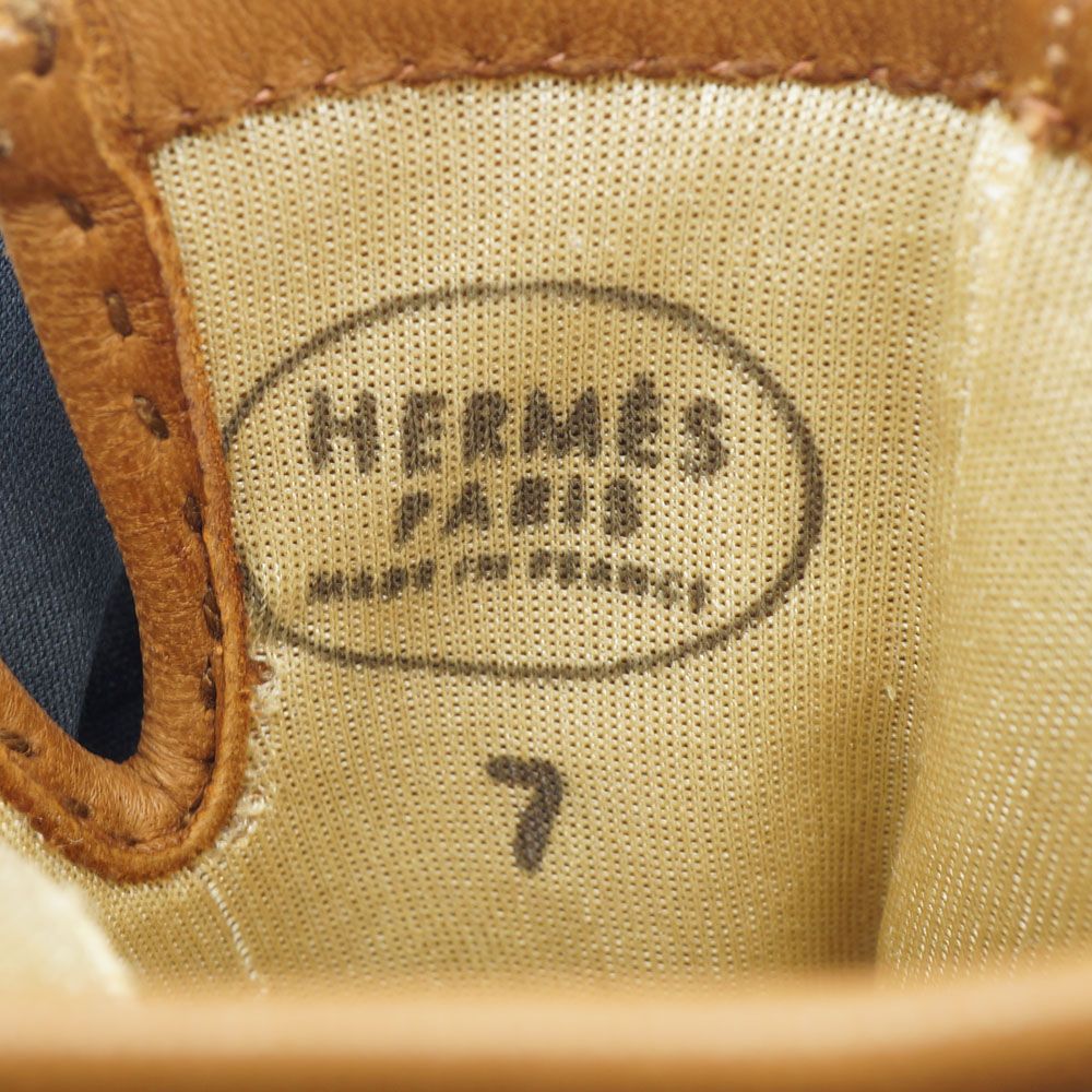 Hermes Leather Gloves 7 Brown Logo — view 8