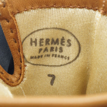 Hermes Leather Gloves 7 Brown Logo — view 8