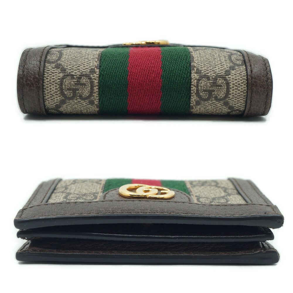 Gucci Compact Wallet Card Case Bifold Brown GG Supreme Canvas Beige Ebony — view 4