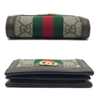Gucci Compact Wallet Card Case Bifold Brown GG Supreme Canvas Beige Ebony — view 4