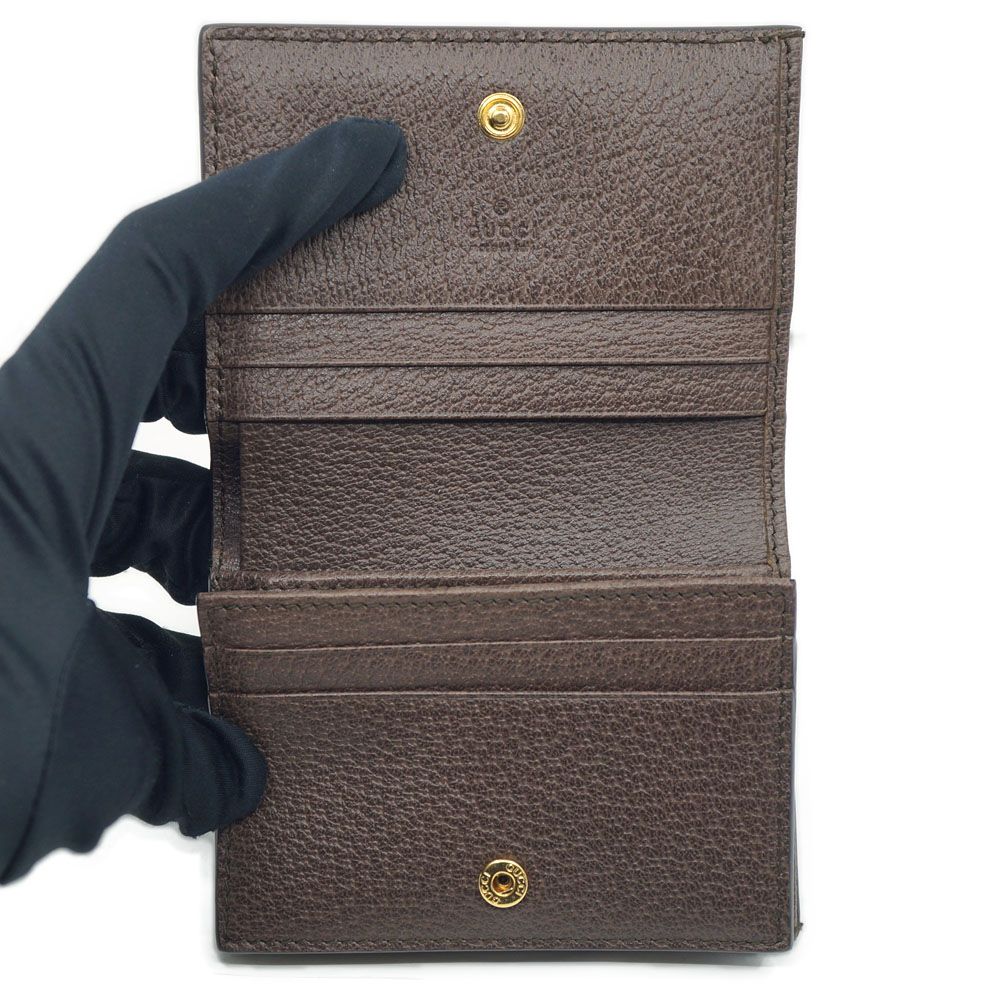 Gucci Compact Wallet Card Case Bifold Brown GG Supreme Canvas Beige Ebony — view 6
