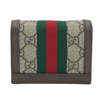 Gucci Compact Wallet Card Case Bifold Brown GG Supreme Canvas Beige Ebony — view 2