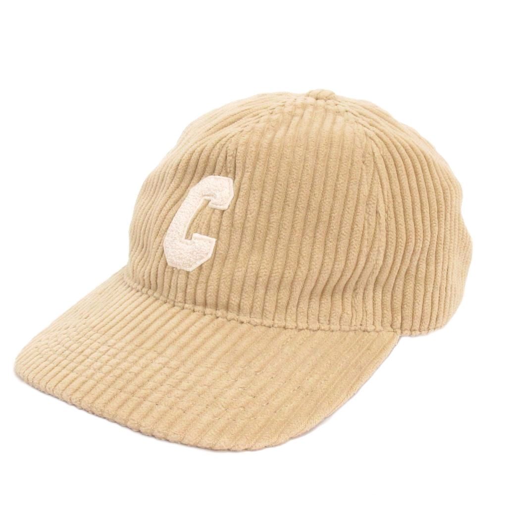 Celine Corduroy Initial Baseball Cap Cotton Beige Hat