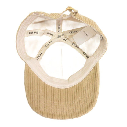 Celine Corduroy Initial Baseball Cap Cotton Beige Hat — view 4