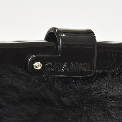 Chanel Plastic Chain Bag CC Logo Goat Fur Leather Black — view 7