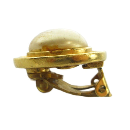 Chanel Vintage Earrings Clip on Faux Pearl Gold — view 4