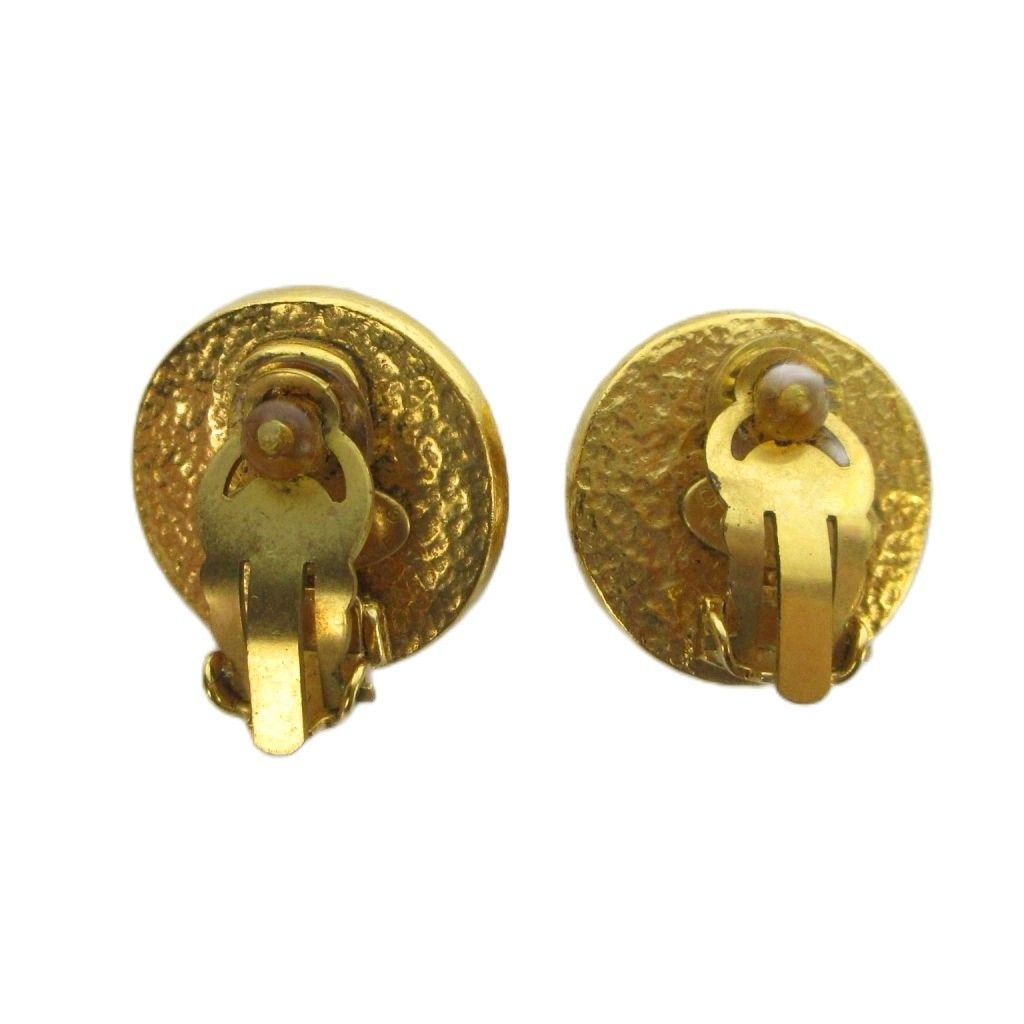 Chanel Vintage Earrings Clip on Faux Pearl Gold — view 2