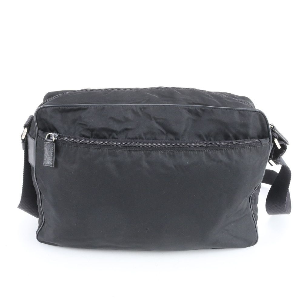 Prada Tessuto Nylon Triangle Logo Leather Shoulder Bag Crossbody Messenger Rbe — view 3