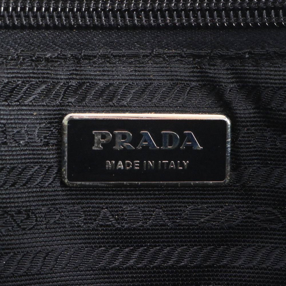 Prada Tessuto Nylon Triangle Logo Leather Shoulder Bag Crossbody Messenger Rbe — view 8