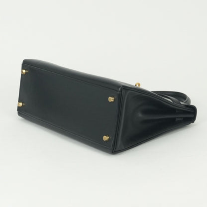 Hermes Kelly 28 Tote Shoulder Bag Box Calf Noir Black Gold 2-Way Sellier — view 5