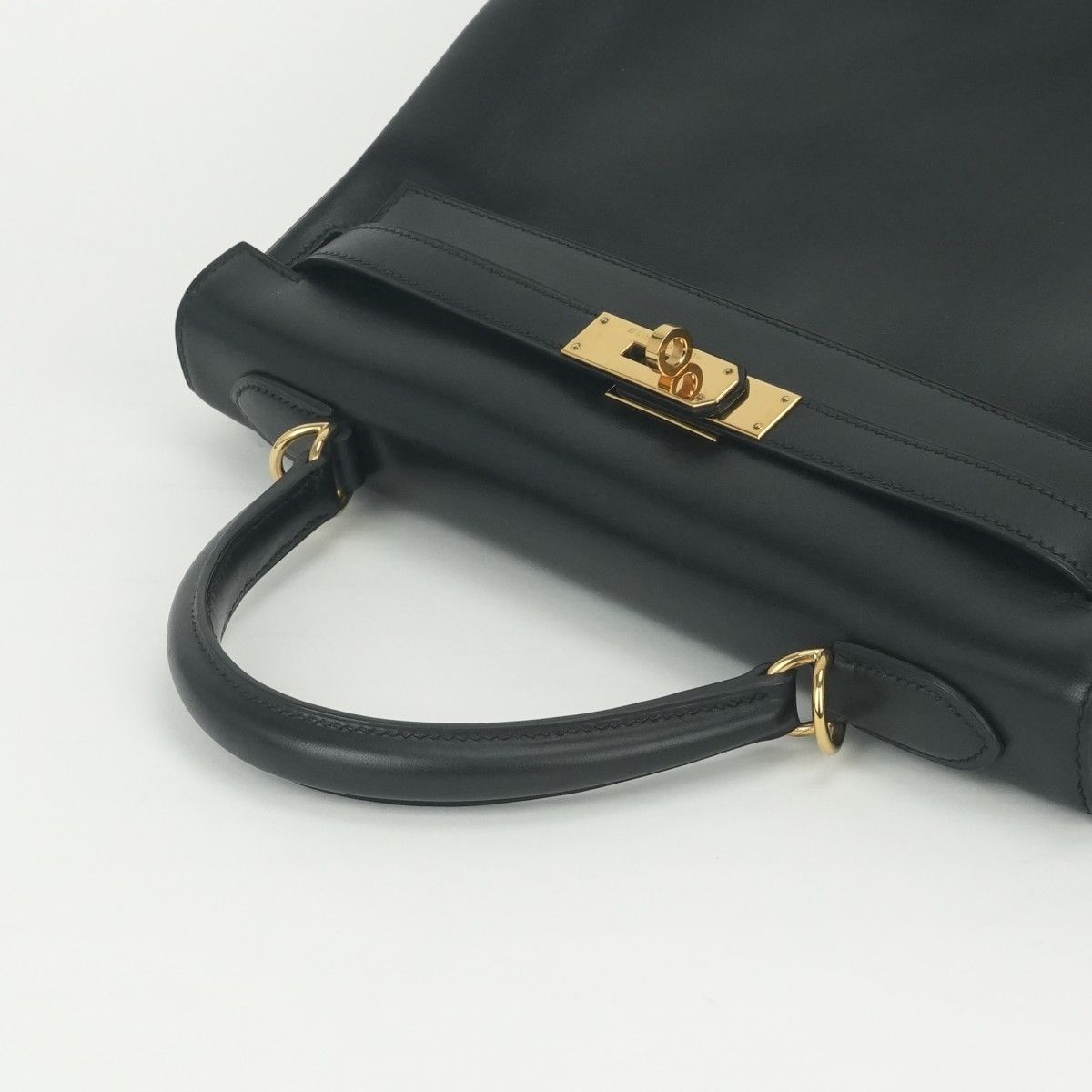 Hermes Kelly 28 Tote Shoulder Bag Box Calf Noir Black Gold 2-Way Sellier — view 4