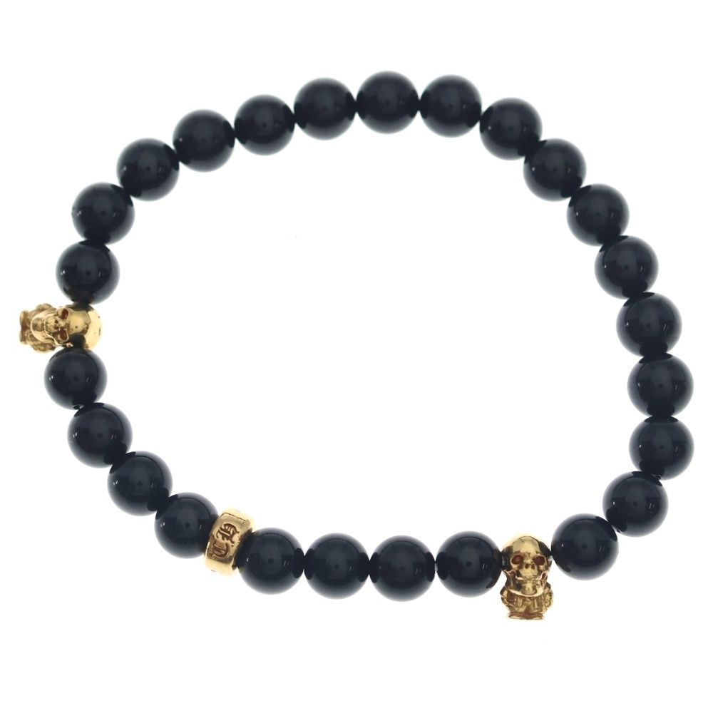 Chrome Hearts 22k 6 mm Bead Bracelet Foti Black Gold