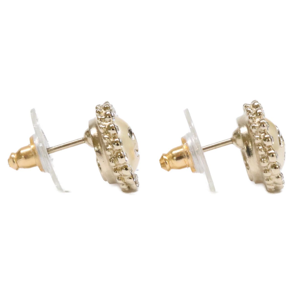 Chanel CC Logo Line Stone Imitation Pearl Earring — view 4