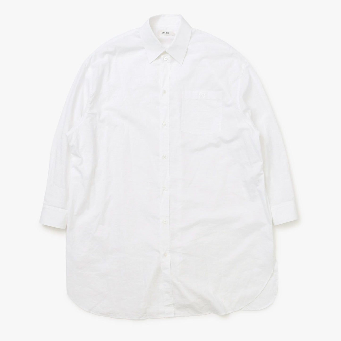 Celine Painter Shirt Dress Triomphe Embroidery White 34