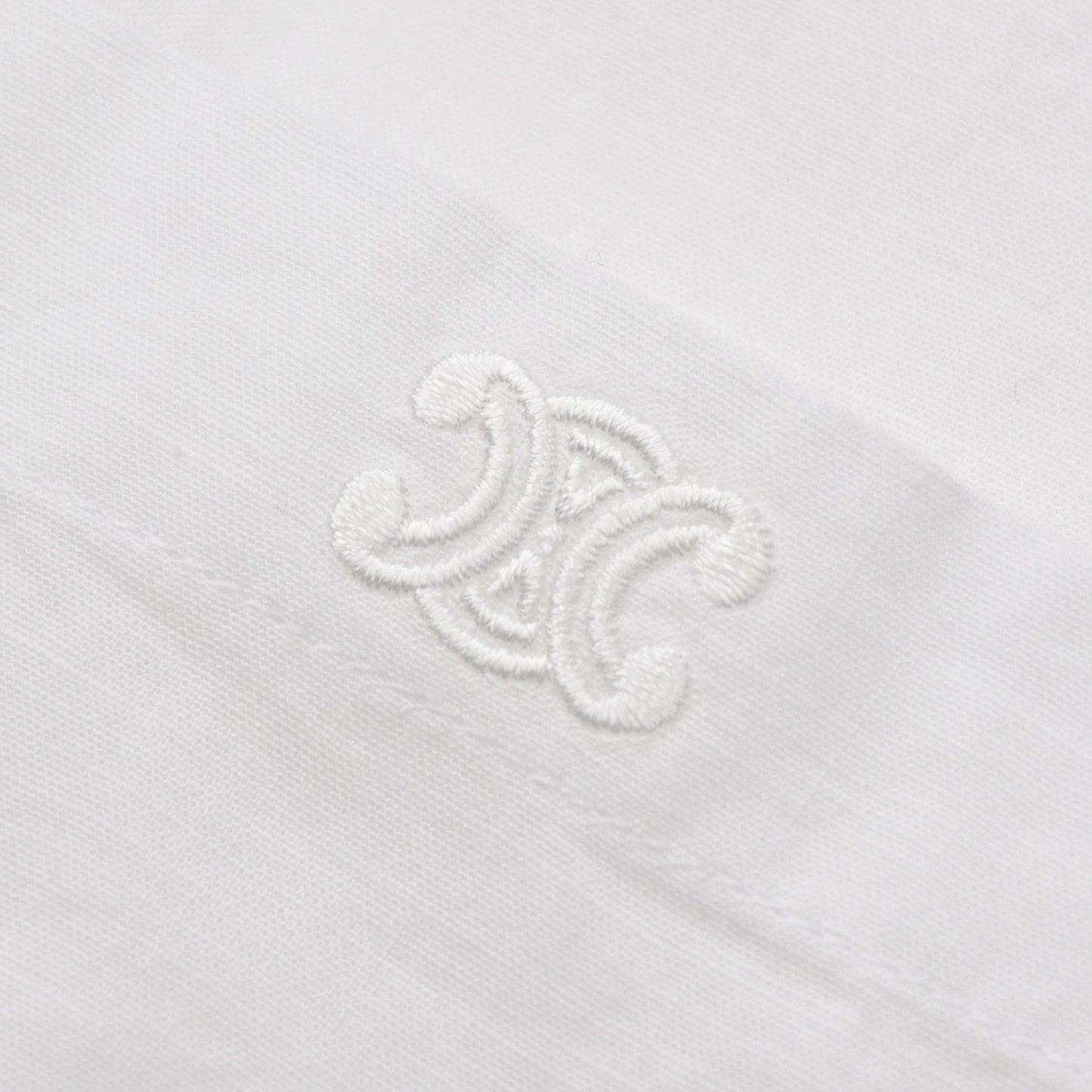 Celine Painter Shirt Dress Triomphe Embroidery White 34 — view 5